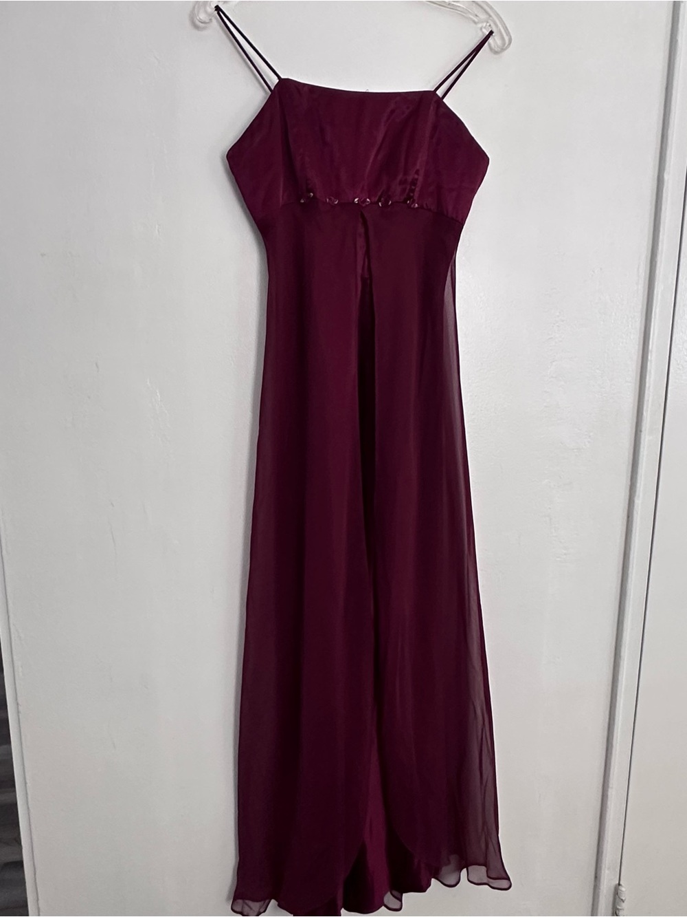 Vintage 90s F.I.E.S.T.A. Burgundy Maxi Dress | Size Small |Romantic Rose Detail